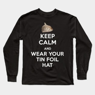 Keep Calm and Wear Your Tin Foil Hat Graphic Long Sleeve T-Shirt